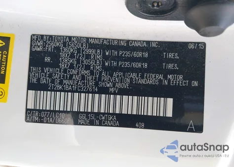 2015 Lexus Rx 350 from USA, damaged, VIN 2T2BK1BA1FC327614